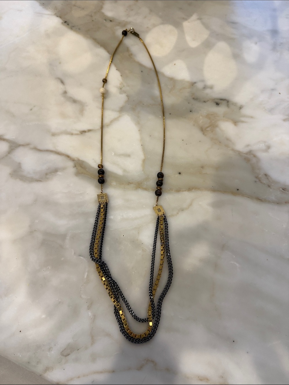 Layered Gold and Black Multi-Strand Women's Necklace